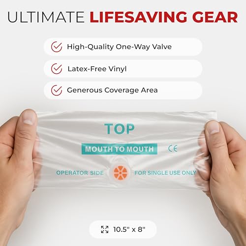 Image of Ever Ready First Aid CPR Mask for Pocket or Key Chain, CPR Emergency Face Shield with One-Way Valve Breathing Barrier for First Aid or AED Training, 5 Count - Black