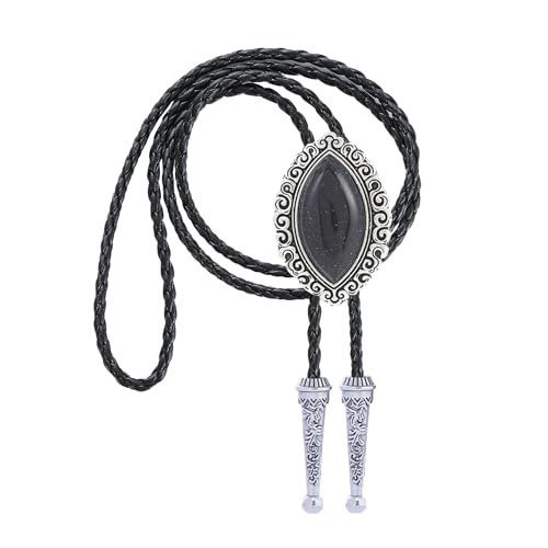 Bjesinmo Leather Bolo Tie with Black Olive Stone Pendant Western Neck Ties for Men Vintage Cowboy Necktie Turquoise American Style Fashion Accessories