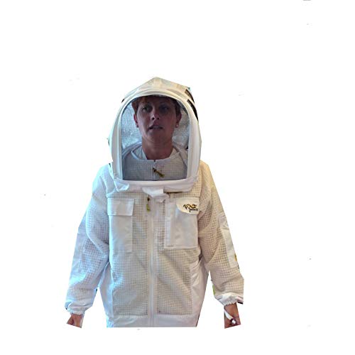 CAMICIOTTO Mesh Air VENTILATO con Maschera Astronauta con 3 Strati di Maglia A Rete Bianco per Apicoltore - Taglia S