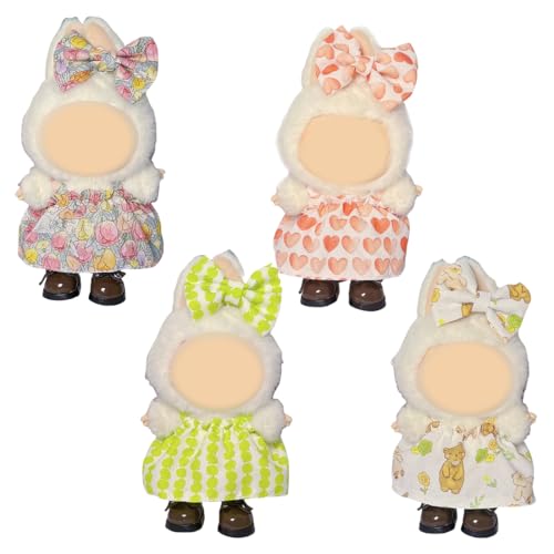 EIHI 4 Sätze 17cm Bekleidung für 17cm Labubu Plüsch Niedliches Mini Kuscheltier Outfit Kuscheltier Kleidung Outfit nur B...