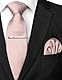 JEMYGINS Seide Krawatte Krawatten und Einstecktuch mit krawattenklammer Set für Herren Seidenkrawatten Hochzeit Schlips Hellroségold/Hellaprikose