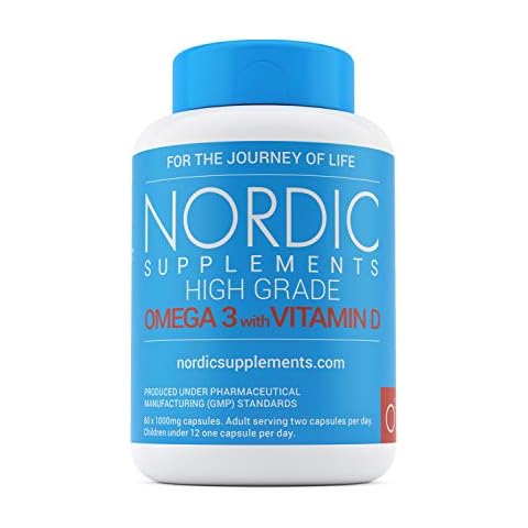 Nordic Supplements Omega-3 Fish Oil 1000mg with Vitamin D, 60 Capsules Supplements - Pure Fish Oil with Balanced EPA & DHA Cover