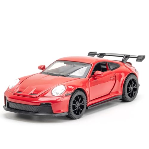 Image of 1 /32 Porche 911 GT3 RS Sport Model Luxury Car Toy Metal Pull Back Diecast Car with Openable Door and Sound Light, Gifts Toys for Kids【 Red 】