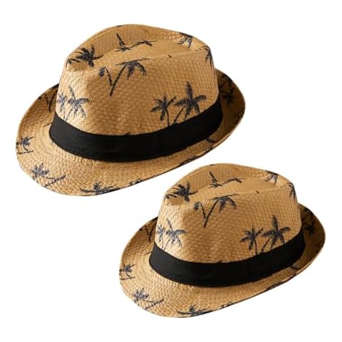 Julerwoo 2 PCS Daddy and Me Straw Hat Boys Men's Straw Sun Hat Jazz hat (Brown) Cover