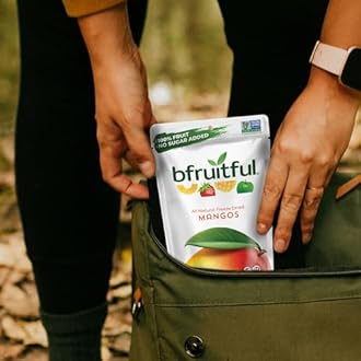 bfruitful freeze-dried mango, freeze dried fresh fruit pieces, gluten free, vegan, dairy free, kosher, no sugar, no GMO, healthy snacks for kids or adults,