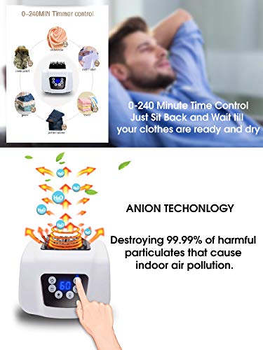 Clothes Dryer Portable Drying Rack for Laundry 1200W - 33 LB Capacity Energy Saving (Anion) Folding Dryer Quick Dry & Efficient Mode Digital Automatic Timer with Remote Control