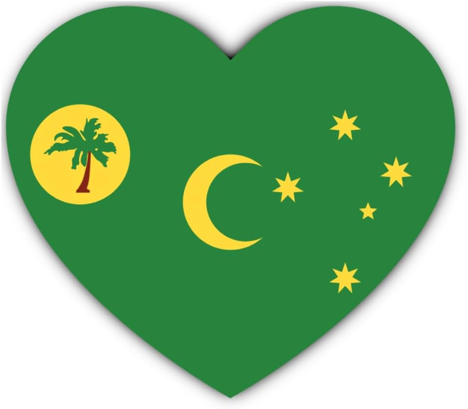 Sticker: 200 mm, 1 piece - heart sticker flag Cocos Keeling Islands vinyl 200 mm weatherproof UV resistant car laptop case
