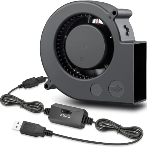 GDSTIME DC 5V USB Powered 97mm x 33mm Blower Fan, L/M/H 3 Speed Controller