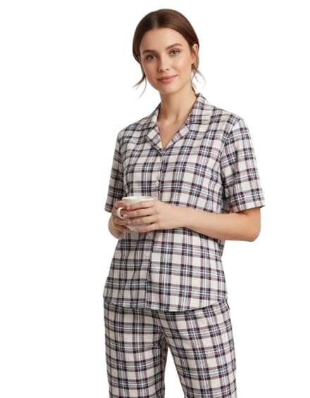 Women’s Printed Night Suit Set |3/4 Sleeve Shirt & Pajama | Soft Comfortable Sleepwear