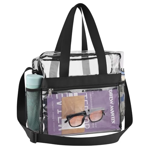 Image of Clear Bag 12x6x12 Stadium Approved Clear Tote Bag with Zipper Closure Crossbody Shoulder Bag with Adjustable Strap
