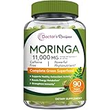 Doctor's Recipes Moringa 11,000 mg Strength, Complete Green Superfood, Natural Antioxidant Support, Non-GMO, 90 Vegan Caps, No Caffeine Soy Gluten