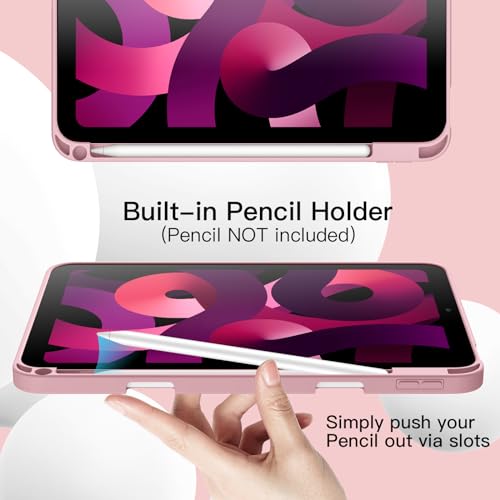 Image of JETech Cover Case for iPad Air 11-Inch M4 /M3 /M2 (2026 /2025 /2024), iPad Air 5 /4 (2022 /2020 5th /4th Generation 10.9-Inch) with Pencil Holder, Slim Tablet Cover with Soft TPU Back (Pink)