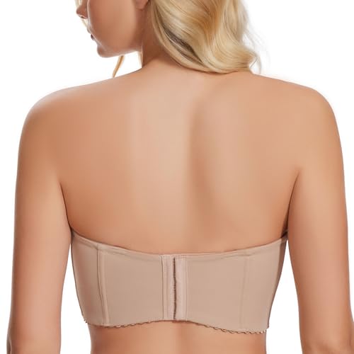 Image of SEA BBOT Women Anti-Slip Strapless Bra Longline Padded Push Up Bra