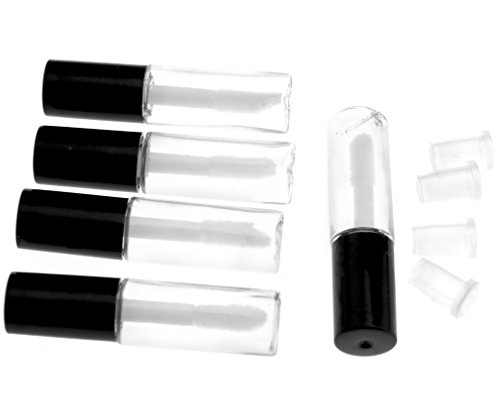 5Pcs 1.2ml Black Cap Empty Lip Gloss Tubes Transparent Bottles Travelling