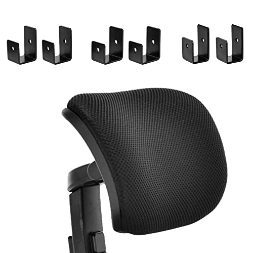 CADUFUELLY Adjustable Black Mesh Office Chair Headrest - Universal Ergonomic Head Pillow Attachment for Desk, Computer, and Swivel Chairs