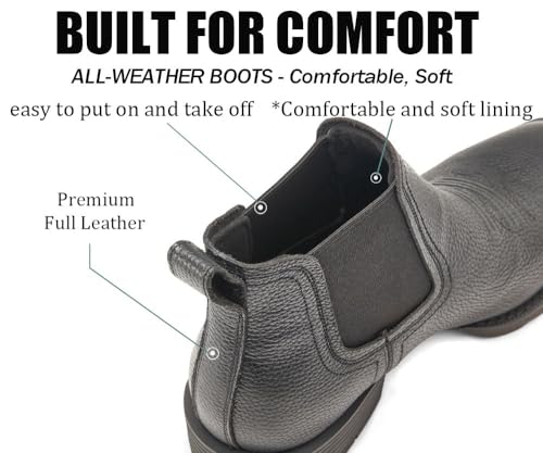 Image of SUREWAY Men's Western Chelsea Boots, Genuine Leather Slip-On Ankle Boots