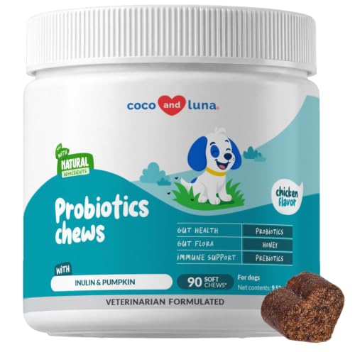 Dog Probiotics & Prebiotics Chews for Digestive Health & Diarrhea Relief