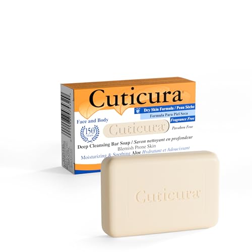 Cuticura Deep Cleansing Face and Body Soap, Dry Skin Formula – Deep Cleansing Bar Soap for Blemish-Prone Skin 3 oz (Pack of 1)