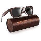 Polarized Wood Sunglasses for Men Women - Bamboo Wood Sunglasses with Wood Case (Black)
