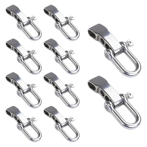 Lobamop 10 Pièces Boucle de Manille de Bracelet Paracorde, Fermoir de Manille D'Ancre d'arc Clip de Manille Réglable pour Bracelet de Survie Argent