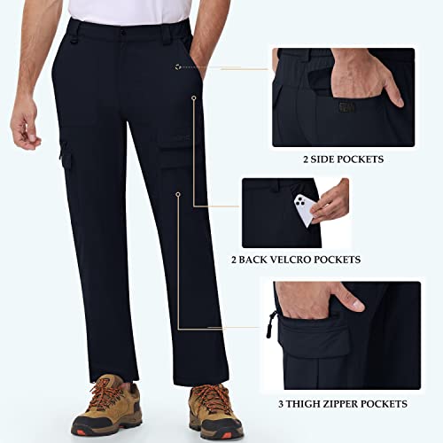 Mofiz Mens Hiking Cargo Pants Lightweight Quick Dry Waterproof Outdoor Climbing Tactical Golf Casual Utility Work With 7 Pockets Navy M #TOP1