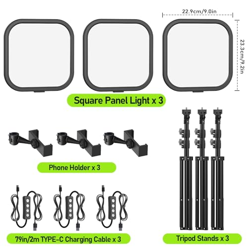 Luces de estudio regulables ALTSON para eliminar sombras en videos con kit de 3 paneles LED 7