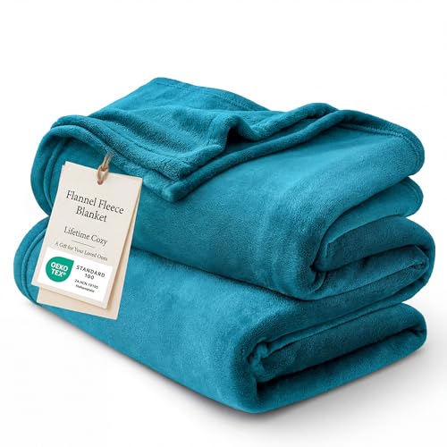 Image of Bedsure GentleSoft Twin XL Fleece Blanket Dorm Bedding - Lightweight Soft Cozy Blankets for Bed, Sofa, Couch, Travel, Camping, Teal Blue, 66 inchx90 inch