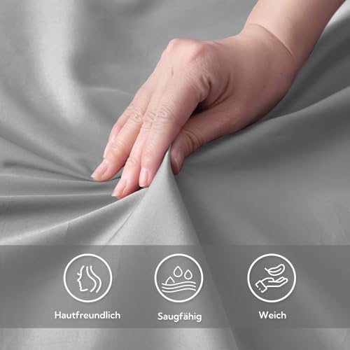SOULFUL Satin Spannbettlaken 90x190cm Baumwolle Oeko-TEX Hellgrau – Ansicht 3