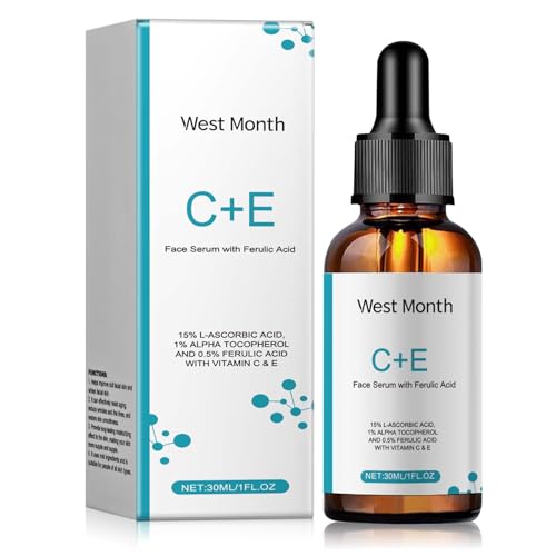 Serum Vitamina C, Suero Vitamina C Facial, con Acido Hialuronico y Vitamina E, Sérum Facial Vit C, para Antiarrugas Antiedad Hidratación Piel Brillante, para Rostro Ojos Cuello