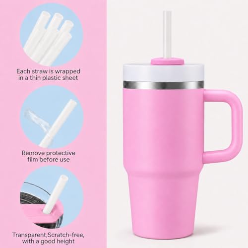 Image of Replacement Straws Compatible with 20 oz Stanley Quencher Tumbler, 8.5 Inch Reusable Straws, Drinking Cup Accessories, White-6 Pack