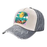 Photo Gallery sunset beach palm tree print washed distressed baseball cap vintage cappello regolabile adatto per la maggior parte delle persone, grigio, taglia unica Photo Gallery sunset beach palm tree print washed distressed baseball cap vintage cappello regolabile adatto per la maggior parte delle persone, grigio, taglia unica