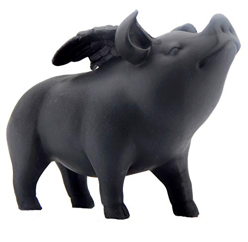 Bellaa 26096 Whimsical Flying Pig Statue Angel Hog Heaven Farmhouse Animal Cottage Country Lodge Home Decor Vintage Rustic Decorative Collectible 5 Inch Tall #TOP3