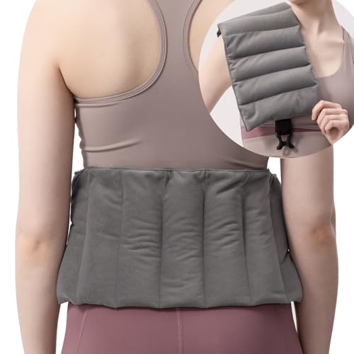 uncn Microwave Heat Pad for Back Pain Relief | Wheat Bags with Adjustable Strap for Period Cramps | 16.5" * 7" Rice Bag Microwavable for Menstrual, Lumbar, Muscle Spasms