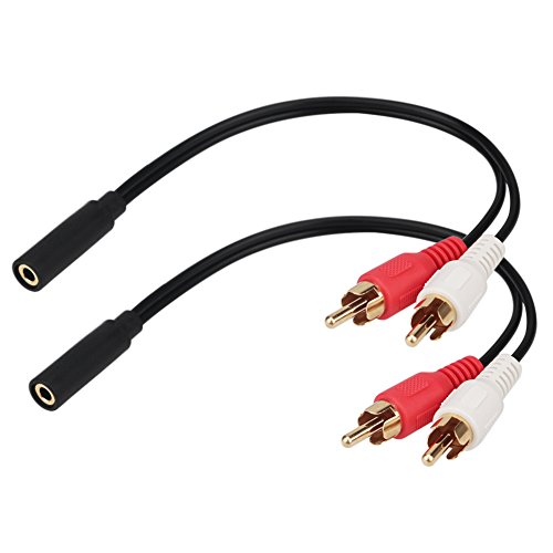 WMPHE 2 Pack RCA to 3.5mm Stereo Female Mini Jack Male Plug Audio Adapter Dual Male Y Cable (2 Pack)