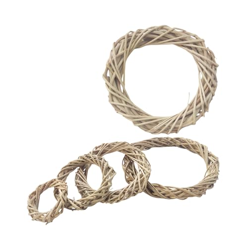 Image of Lata Vine Rattan Wilow Wreath for Craft, Artificial Flower Bouquet | Round Ring for Decoration, Dry Flower Making | 6 Pcs | Christmas / Xmas Party D?cor Wooden Twig for Wall Hanging