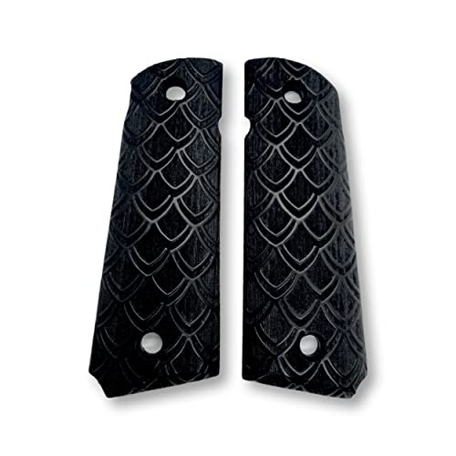 Poignée Colt 1911 bois noyer plaquettes pistolet Dracarys pattern r1