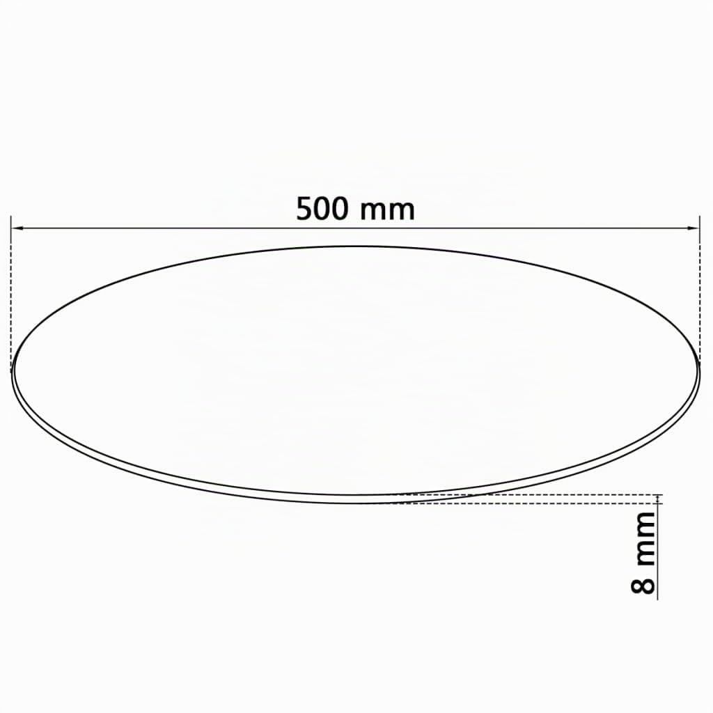 GOTOTOP Piano del Tavolo in Vetro Temperato, Piano del Tavolo Rotondo in Vetro Trasparente, Piano del Tavolo da Pranzo Rotondo da per Tavoli da Pranzo Tavolini Diametro 50 Cm Spessore 8 Mm