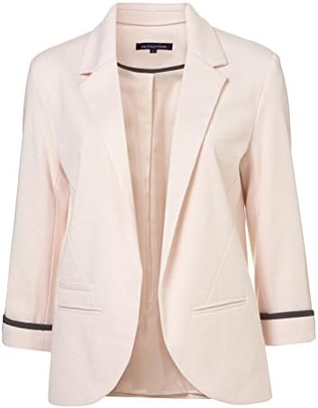 2libin Womens 3/4 Rolled Sleeve Basic Boyfriend Blazer Nude Pink S