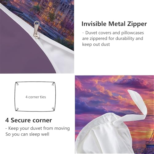 Housse de couette coucher de soleil romantique 140x200cm pour lit 1p - 8