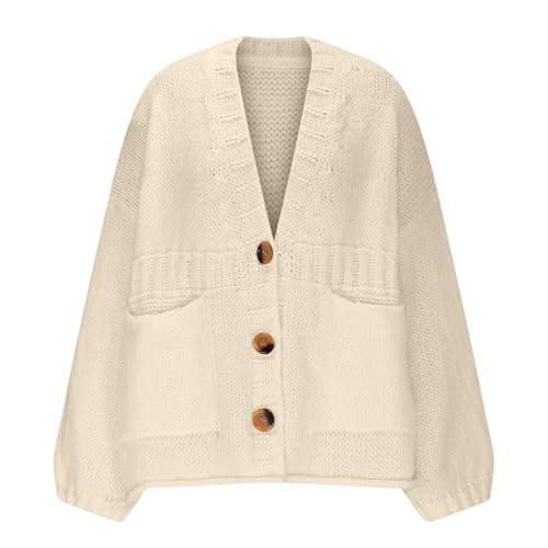 Womens Cardigan Sweaters Loose Open Front Long Sleeve Button Down Knit Outwear New Cable Knit V Neck Cardigan Coats2