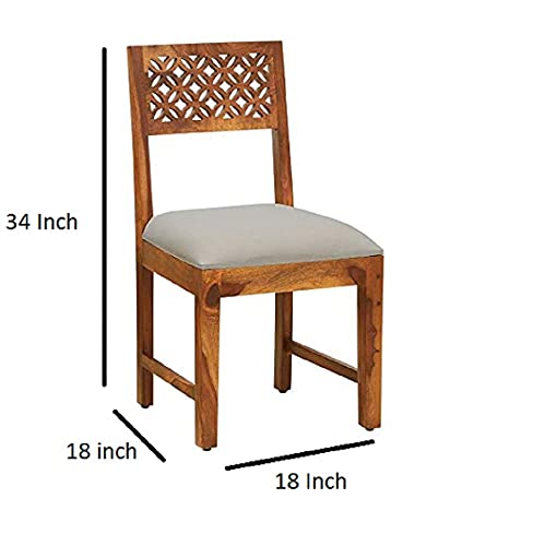 Image of Credenza Solid Sheesham Wood Dining Chairs Only | Wooden Set of 8 Dinning Chair for Kitchen & Dining Room | Chairs with Cushion | Rosewood, Rustic Teak Finish (Set of 8 Brown)