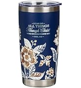 Christian Art Gifts Large Sturdy Stainless Steel Scripture Tumbler Travel Mug for Women: All Thin...