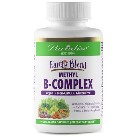 Paradise Herbs, Earth's Blend B-Complex, Methylated, Enzymatically Active Forms of B Vitamins + Superfoods, Supports Energy & Immunity, 60 Capsules Cover