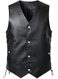 FANARCHER Motorradweste für Herren, Western-Stil, Kunstleder, ärmellos, mit Druckknopf