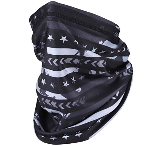 Neck Gaiter Face Mask Bandana for Men Women Reusable Face Cover Balaclava Scarf (Star Grey)