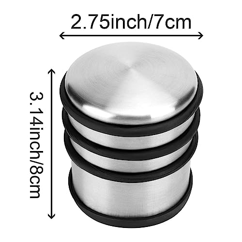 ZOENHOU 3 Pack Stainless Steel Door Stoppers, 1.25KG Weighted Heavy Duty Chrome Door Stopper with Silicone Rings - Image 2