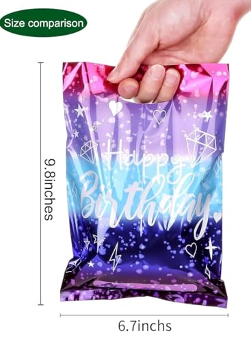 Image of VRB Dec 48pcs Foil Guddy Bags, Happy Birthday Party Return Gift Bags for Boys and Girls, Colorful Gift Bags