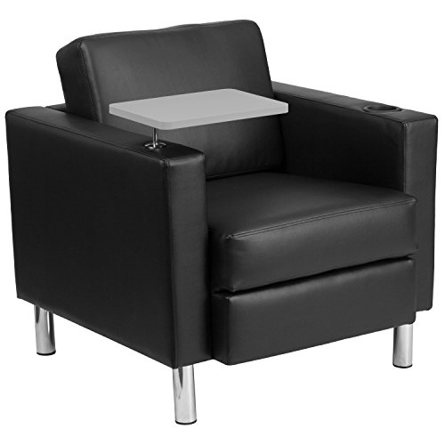 Flash Furniture Black Leather Guest Chair with Tablet Arm, Tall Chrome Legs