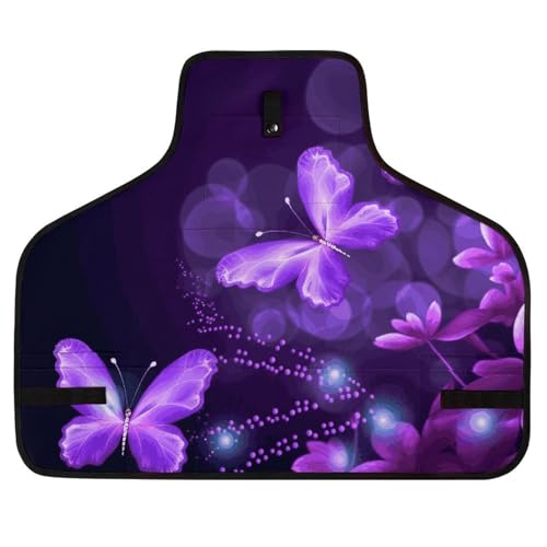 Delantal de trabajo morado con 8 bolsillos y tirantes cruzados ajustables miniatura 1