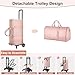 Ytonet Rolling Garment Bags for Travel, Convertible Carry On PU Leather Travel Bag 2.0 Roller Edition, 3 in 1 Suit Garment Duffle Bag with Wheels and Shoe Pouch for Business Wedding Overnight, Pink